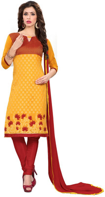 

K D Collection Silk Embroidered Salwar Suit Dupatta Material(Un-stitched), Yellow