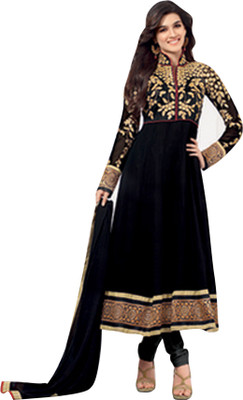 

Giftsnfriends Georgette Embroidered Salwar Suit Dupatta Material(Un-stitched), Black