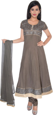 

JT International Cotton Embroidered Salwar Suit Dupatta Material(Un-stitched), Grey