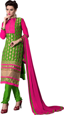 

Jiya Georgette Self Design, Embroidered Salwar Suit Dupatta Material(Un-stitched), Green;pink