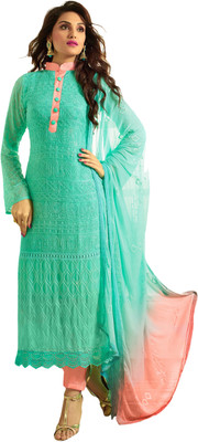 

Jiya Chiffon Self Design, Embroidered Salwar Suit Dupatta Material(Un-stitched), Green;pink