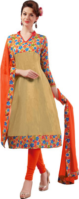 

Jiya Silk Self Design Salwar Suit Dupatta Material(Un-stitched), Beige;orange