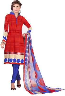 

Khushali Crepe Self Design, Printed Salwar Suit Dupatta Material(Un-stitched), Blue;chickoo;red