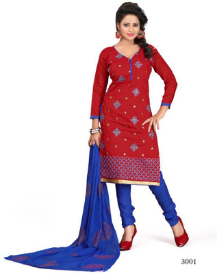 

Trendz Apparels Chanderi Embroidered Dress/Top Material(Un-stitched), Red