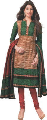 

Max Cotton Printed Salwar Suit Dupatta Material(Un-stitched), Green