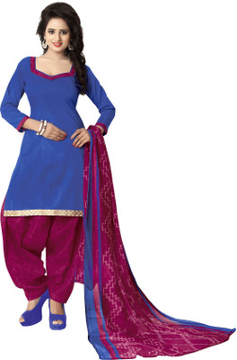 

Jiya Cotton Self Design Salwar Suit Dupatta Material(Un-stitched), Blue;pink