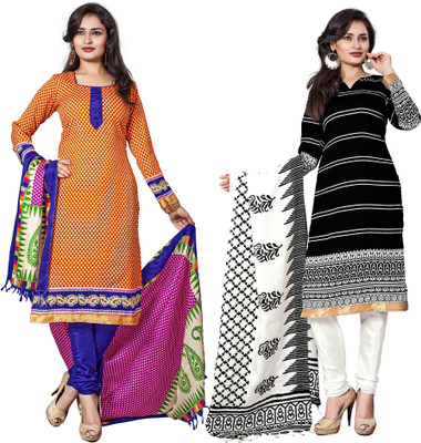 

Jiya Silk Self Design, Printed Salwar Suit Dupatta Material(Un-stitched), Black;orange
