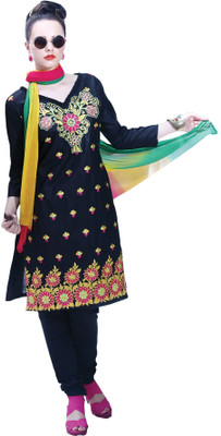 

Cenizas Cotton Printed Salwar Suit Dupatta Material(Un-stitched), Black