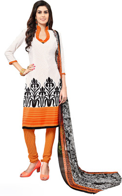 

Khushali Crepe Self Design, Printed Salwar Suit Dupatta Material(Un-stitched), Multicolor;orange;white
