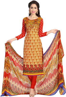 

SDM Crepe Printed Salwar Suit Dupatta Material(Un-stitched), Red
