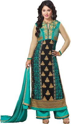 

Party Wear Dresses Georgette Embroidered Semi-stitched Salwar Suit Dupatta Material, Multicolor