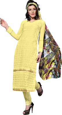 

Jiya Georgette Self Design, Embroidered Salwar Suit Dupatta Material(Un-stitched), Yellow