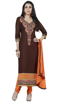 

Ewows Cotton Embroidered Salwar Suit Dupatta Material(Un-stitched), Brown