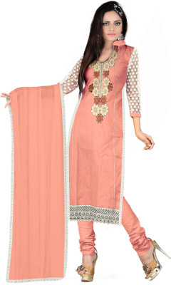 

Khushali Chanderi Self Design, Embroidered, Embellished Salwar Suit Dupatta Material(Un-stitched), Gajari