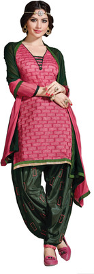 

Khushali Chanderi Self Design, Embroidered Salwar Suit Dupatta Material(Un-stitched), Green;pink