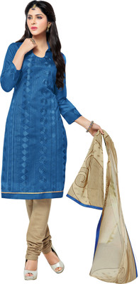 

Jiya Chanderi Self Design, Embroidered Salwar Suit Dupatta Material(Un-stitched), Beige;blue