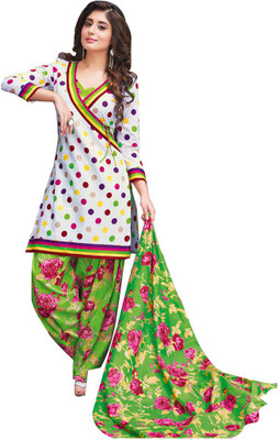 

Indian Wear Online Cotton Printed Salwar Suit Dupatta Material(Un-stitched), White