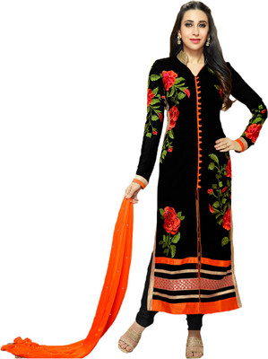

Party Wear Dresses Georgette Embroidered Semi-stitched Salwar Suit Dupatta Material, Black