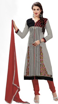

Khushali Chanderi Self Design, Embroidered Salwar Suit Dupatta Material(Un-stitched), Grey;maroon