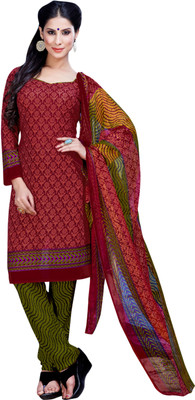 

Women Latest Fancy Designer Salwar Suit Crepe Printed Salwar Suit Dupatta Material(Un-stitched), Multicolor