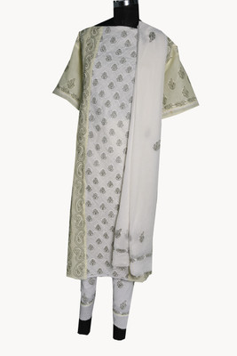 

Sai Chikan Cotton Embroidered Salwar Suit Dupatta Material(Un-stitched), Yellow
