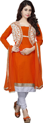 

Jiya Cotton Self Design, Embroidered Salwar Suit Dupatta Material(Un-stitched), Orange