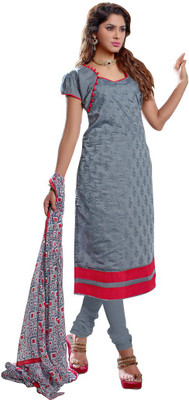 

Jiya Chanderi Self Design, Embroidered Salwar Suit Dupatta Material(Un-stitched), Grey