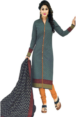 

Chatri Fashions Cotton Printed Dress/Top Material(Un-stitched), Grey