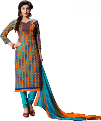 

Jiya Crepe Self Design, Printed Salwar Suit Dupatta Material(Un-stitched), Multicolor;orange
