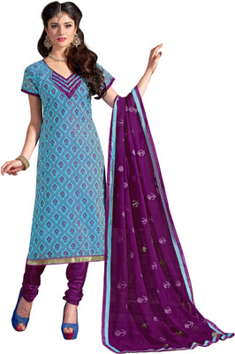 

Khushali Chanderi Self Design Salwar Suit Dupatta Material(Un-stitched), Blue;purple