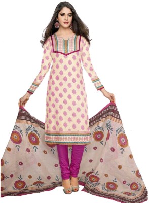 

Party Wear Dresses Cotton Printed Salwar Suit Dupatta Material(Un-stitched), Brown