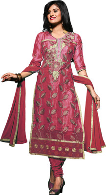 

Jiya Net Self Design, Embroidered, Embellished Salwar Suit Dupatta Material(Un-stitched), Pink