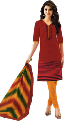 

Javuli Cotton Printed Salwar Suit Dupatta Material(Un-stitched), Red