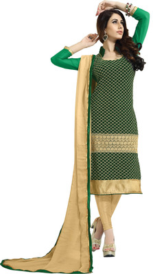 

Khushali Velvet Self Design, Embroidered Salwar Suit Dupatta Material(Un-stitched), Beige;green