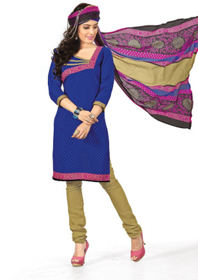 

BanoRani Cotton Polyester Blend Printed Salwar Suit Dupatta Material(Un-stitched), Blue