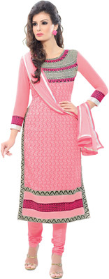 

Khushali Georgette Self Design, Embroidered Salwar Suit Dupatta Material(Un-stitched), Pink