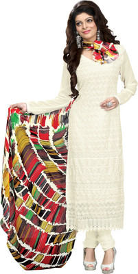 

V And V Shop Chiffon Embroidered Salwar Suit Dupatta Material(Un-stitched), White