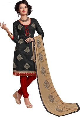 SAARA Poly Chanderi Embroidered Salwar Suit Material(Unstitched)