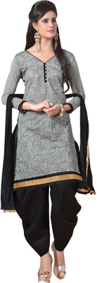 

Khushali Chanderi Self Design, Embroidered, Embellished Salwar Suit Dupatta Material(Un-stitched), Grey