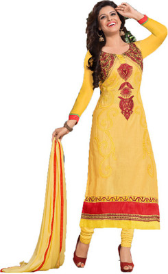 

Party Wear Dresses Georgette Embroidered Semi-stitched Salwar Suit Dupatta Material, Yellow