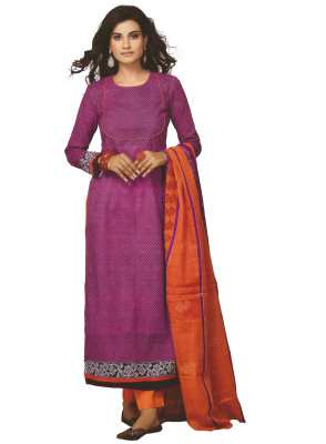 

Pshopee Cotton Printed Salwar Suit Dupatta Material(Un-stitched), Purple