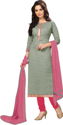 

Jiya Cotton Self Design Salwar Suit Dupatta Material(Un-stitched), Grey;pink