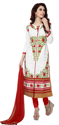 

Jiya Cotton Polyester Blend Self Design, Embroidered Salwar Suit Dupatta Material(Un-stitched), Multicolor;red;white