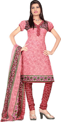

Fashion India Cotton Polyester Blend Printed Dress/Top Material(Un-stitched), Pink