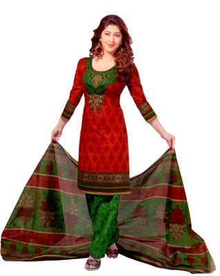 

Shree Ganesh Cotton Printed Salwar Suit Dupatta Material(Un-stitched), Red