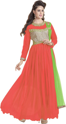 Jiya Straight Gown(Orange, Green, Green;orange