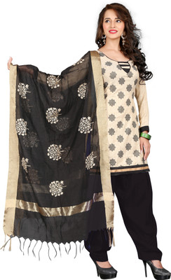 

BanoRani Jute Embroidered Salwar Suit Dupatta Material(Un-stitched), Black