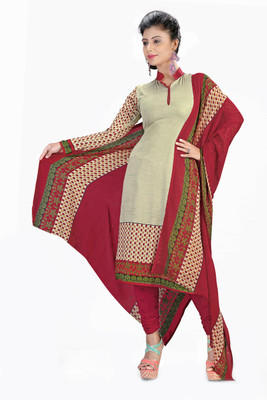 

Khushali Crepe Self Design, Printed Salwar Suit Dupatta Material(Un-stitched), Beige;red