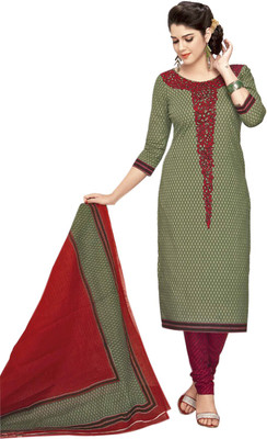 

Shree Ganesh Cotton Printed Salwar Suit Dupatta Material(Un-stitched), Grey