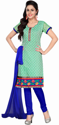 

Trendz Apparels Chanderi Embroidered Dress/Top Material(Un-stitched), Green